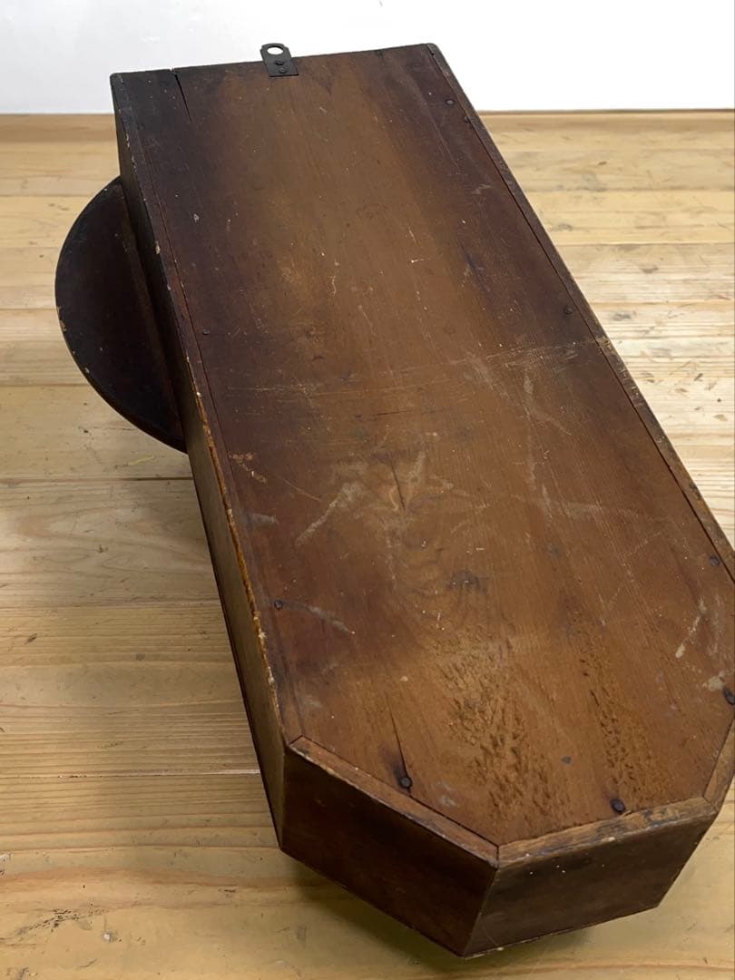 明治大正期　八角　振り子時計　木製　ゼンマイ式　2a057　古道具　アンティーク