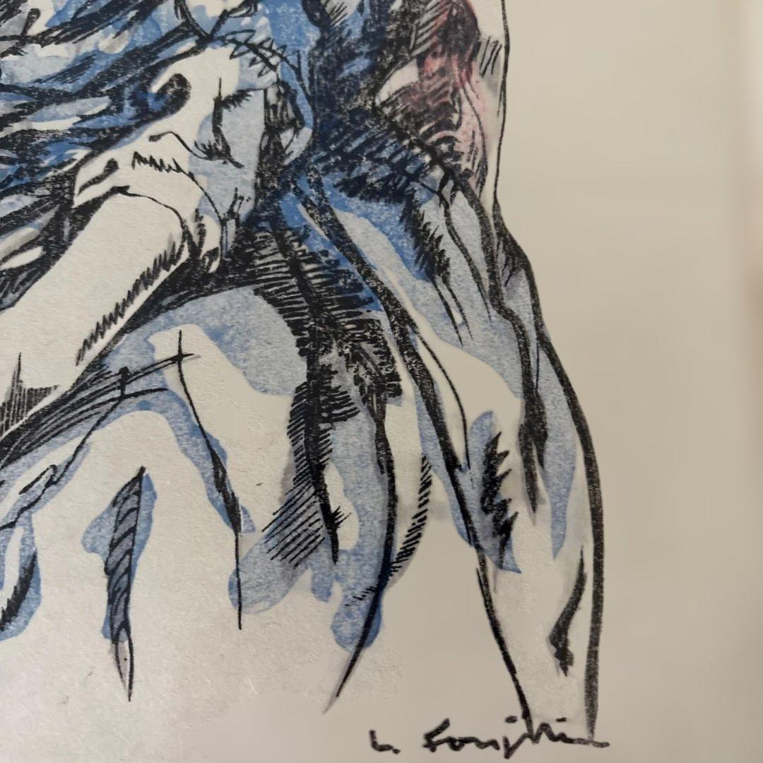 レオナール藤田　藤田嗣治　母子像 リトグラフ　猫　版画　飾り絵　額装品