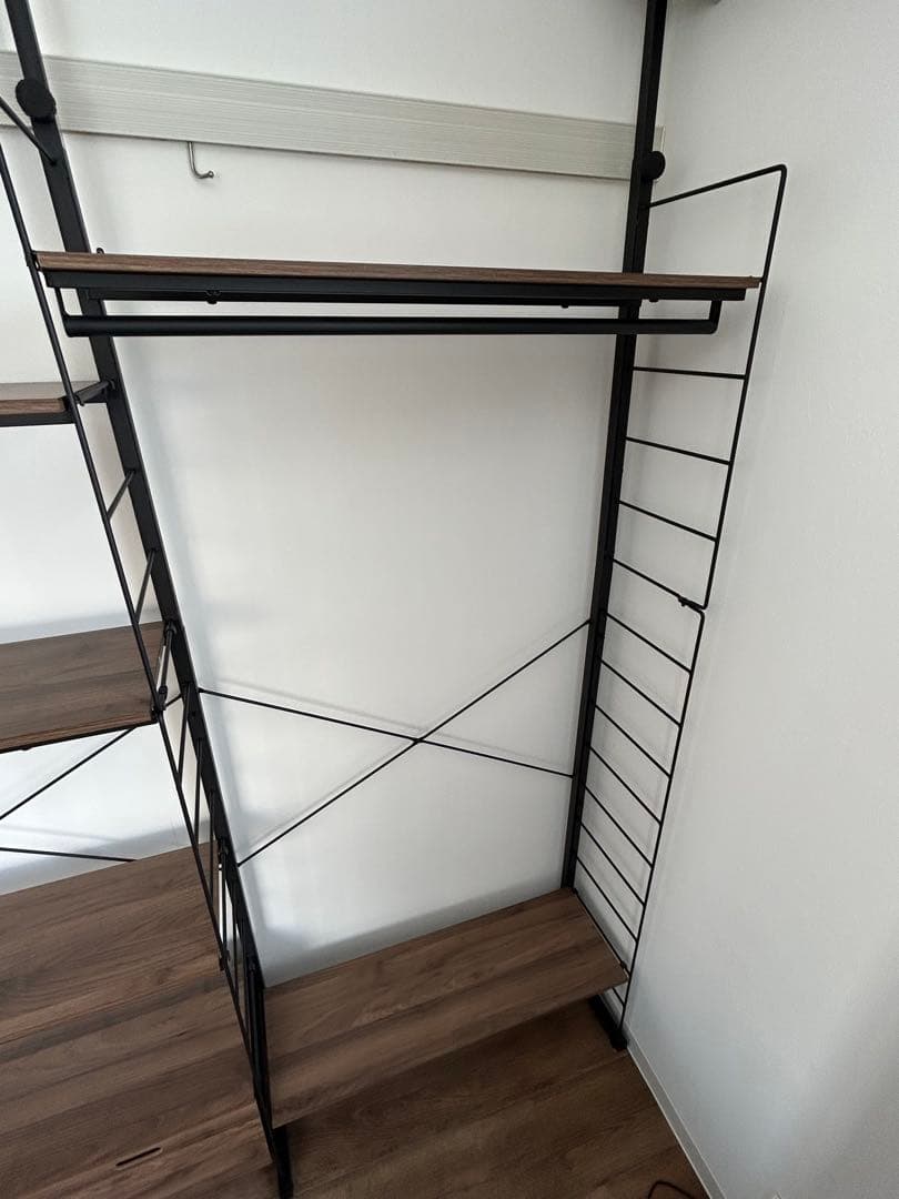 ニトリ 突っ張り壁面収納 Nポルダ 幅80cm ワードローブ ミドルブラウン