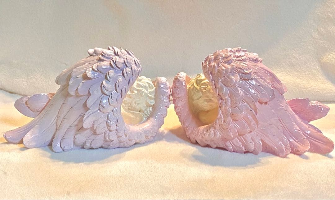 スリーピング エンジェル (天使)陶器　置物　2個セット　(レア)