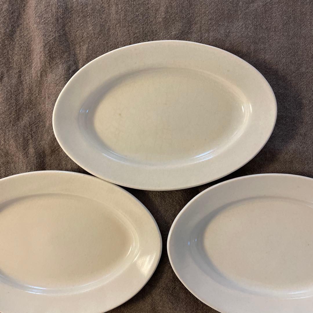 クリーム色 陶器製 楕円皿 5枚セット