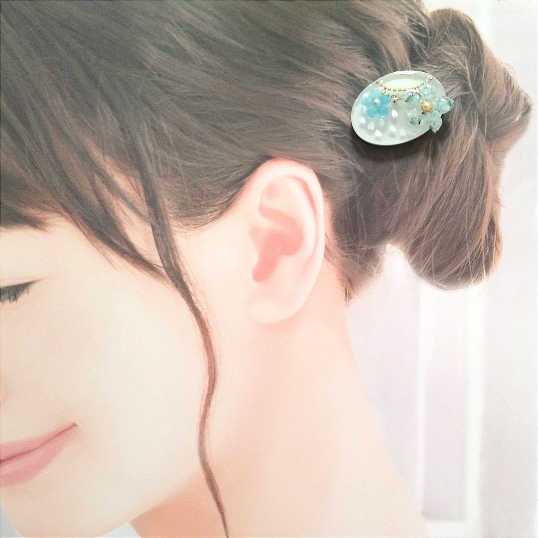 再販無し no.1765 レジン ヘアゴム ブローチ ポニーフック