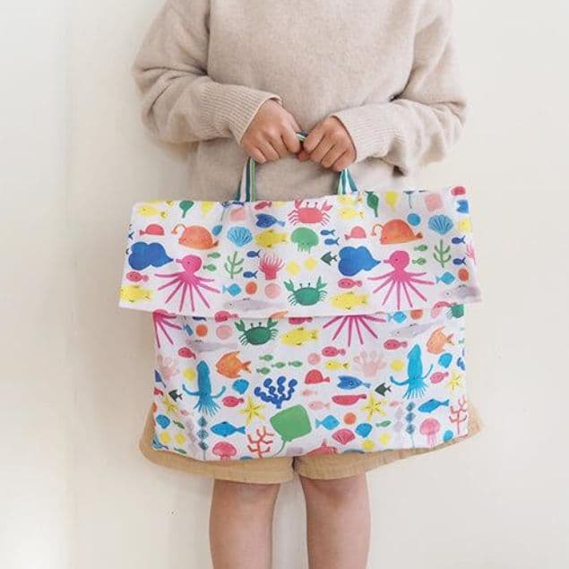 ブラックチェック柄トートバッグ＆巾着袋セット