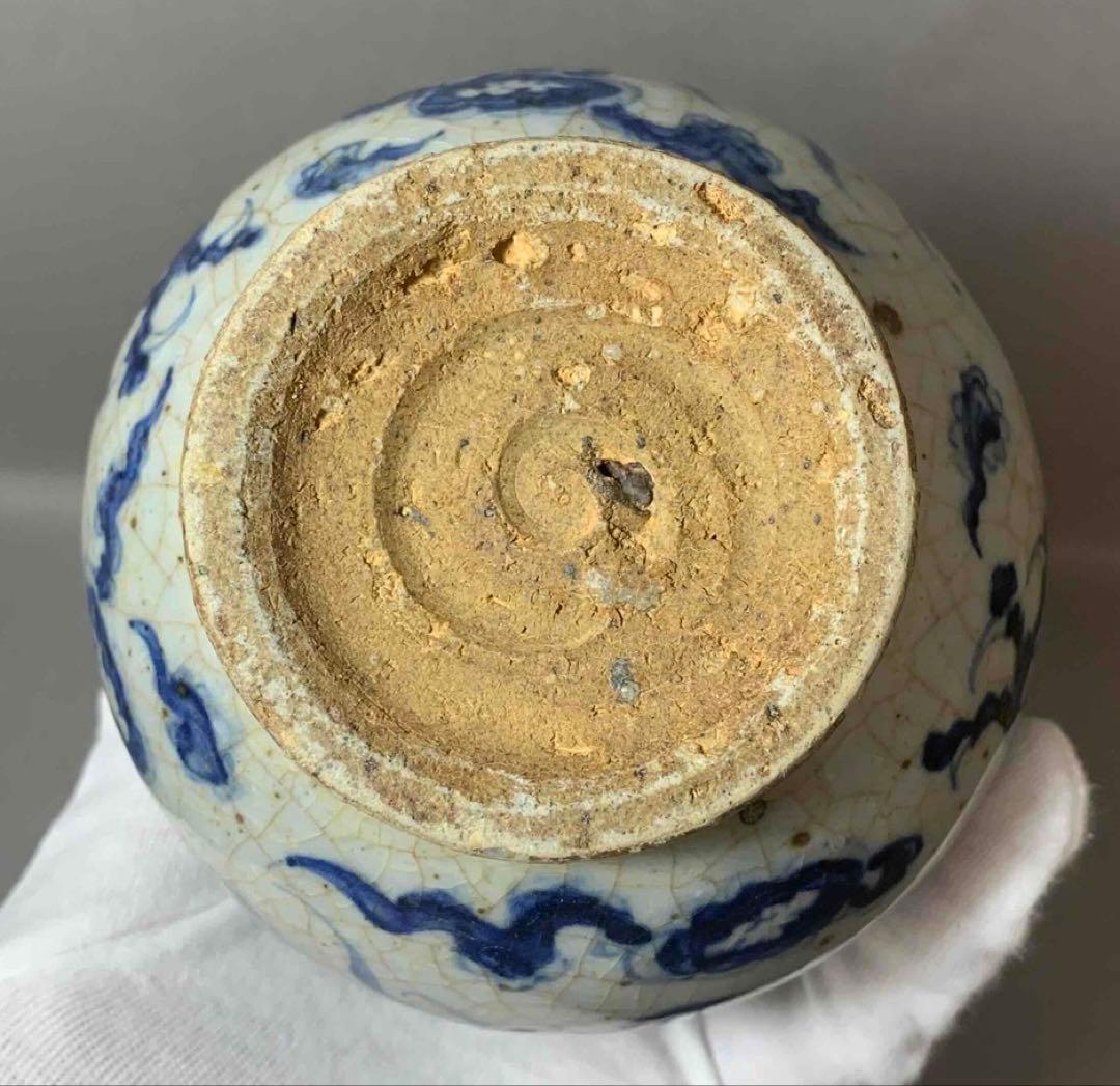 中国 染付徳利形龍絵瓶　f2250906