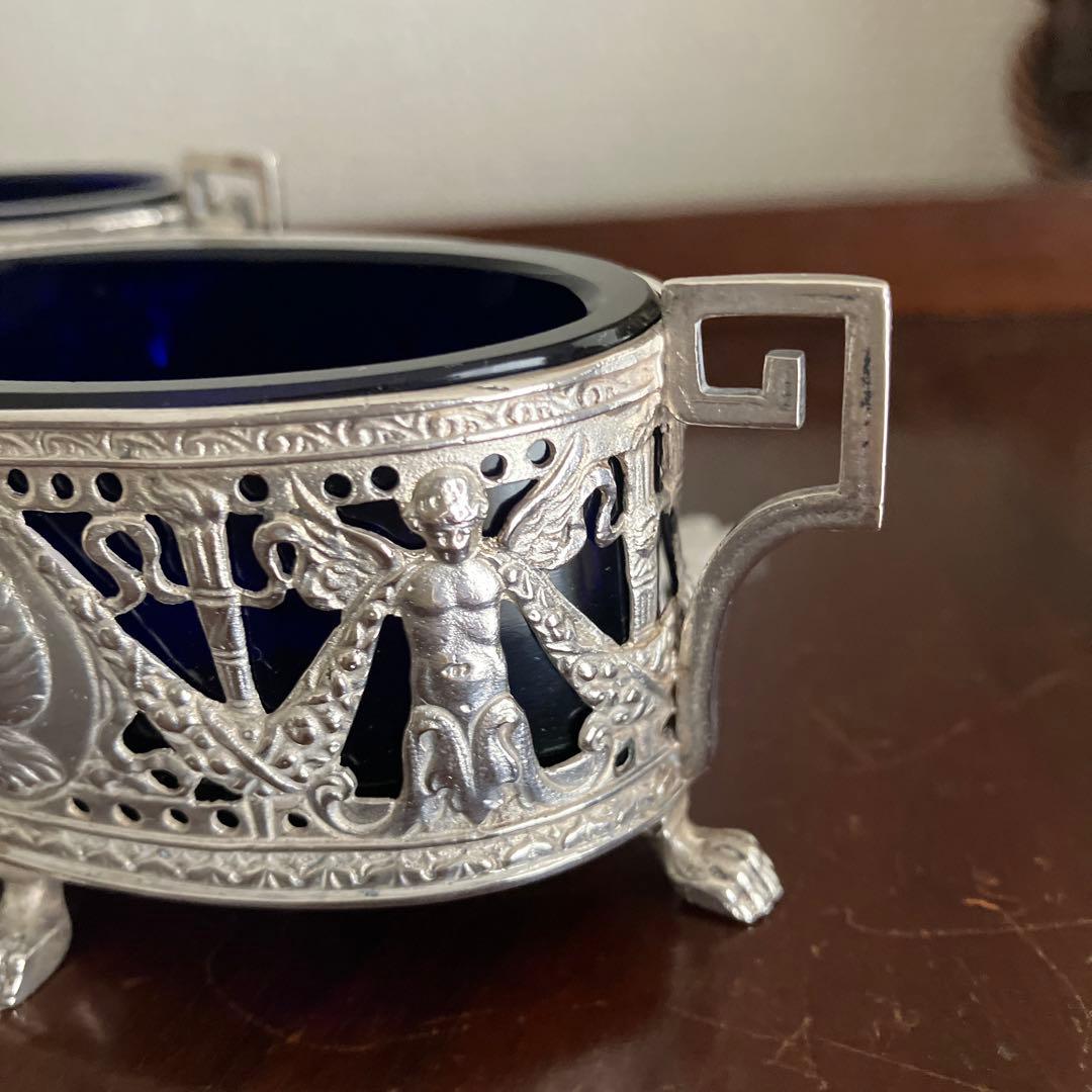 ドイツ　ハナウ　純銀アンティーク　ソルトセラーペア