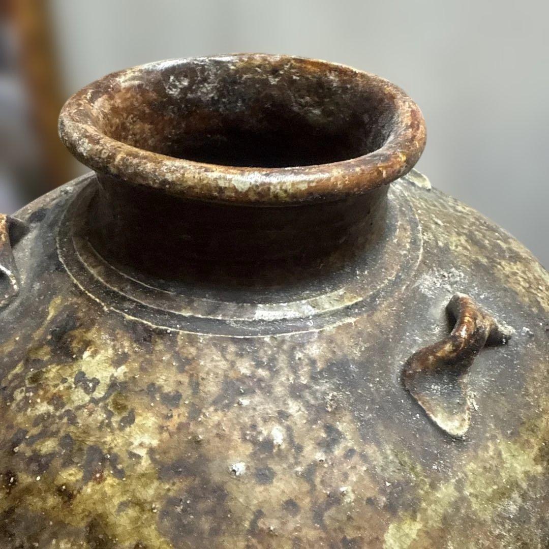 六古窯桃山江戸前期４耳付古常滑焼古伊賀の壺　古い物にご理解の方に