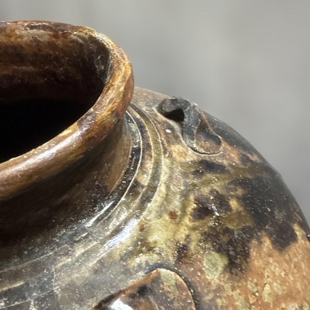 六古窯桃山江戸前期４耳付古常滑焼古伊賀の壺　古い物にご理解の方に