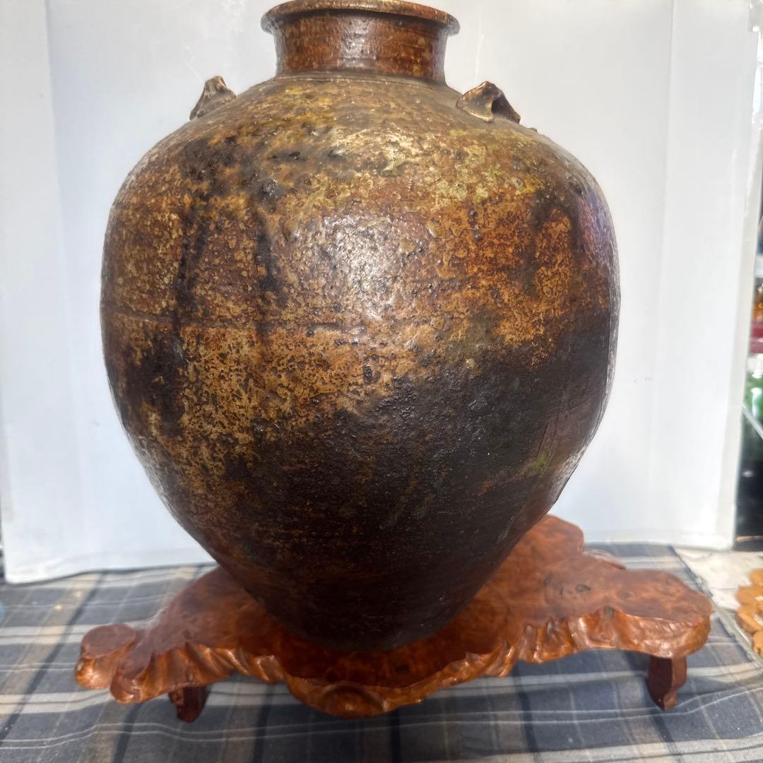 六古窯桃山江戸前期４耳付古常滑焼古伊賀の壺　古い物にご理解の方に