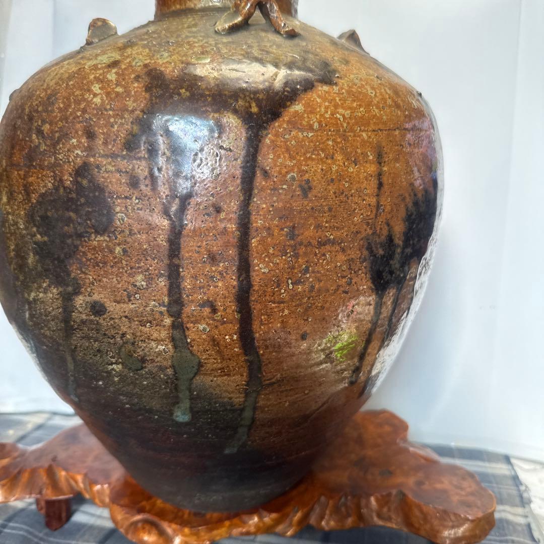 六古窯桃山江戸前期４耳付古常滑焼古伊賀の壺　古い物にご理解の方に