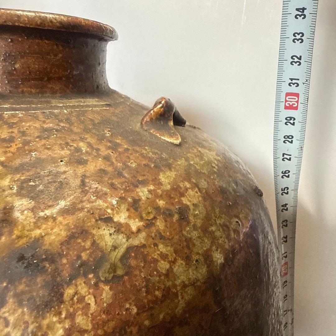 六古窯桃山江戸前期４耳付古常滑焼古伊賀の壺　古い物にご理解の方に