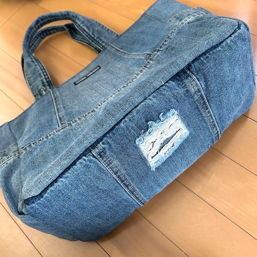 995.デニムリメイク トートバッグ　ジージャン　ダメージ