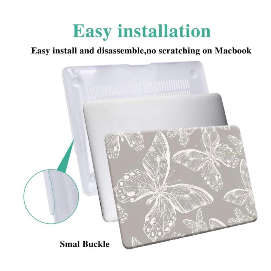 ノートパソコンケース MacBook Pro 13 ホワイト 蝶 キーボード