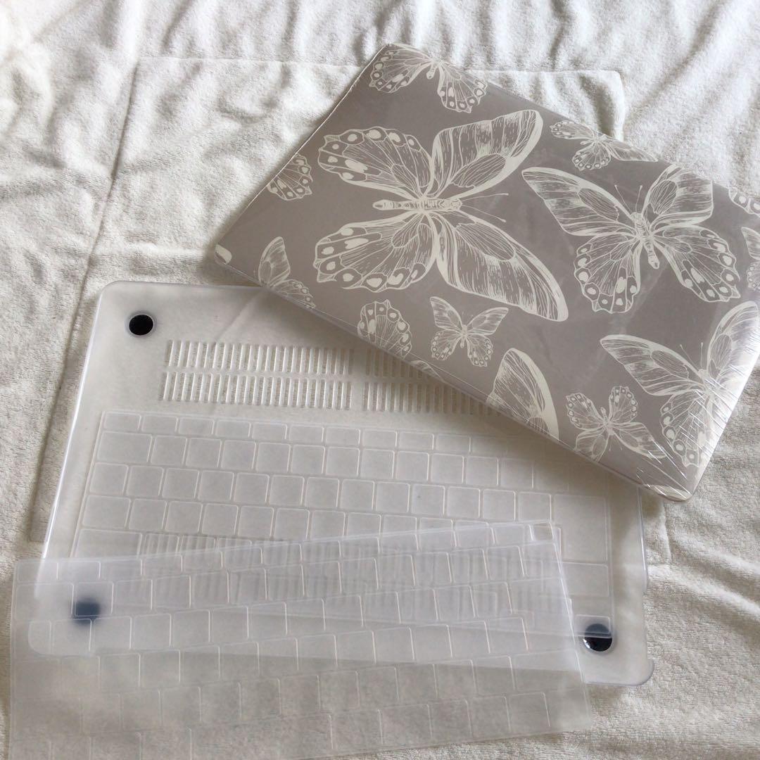 ノートパソコンケース MacBook Pro 13 ホワイト 蝶 キーボード