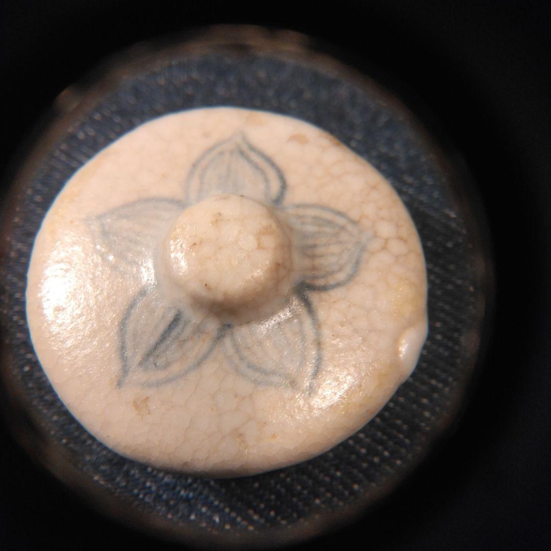 古い陶器急須 花柄 ひび割れ釉薬　中国　煎茶　骨董　古玩