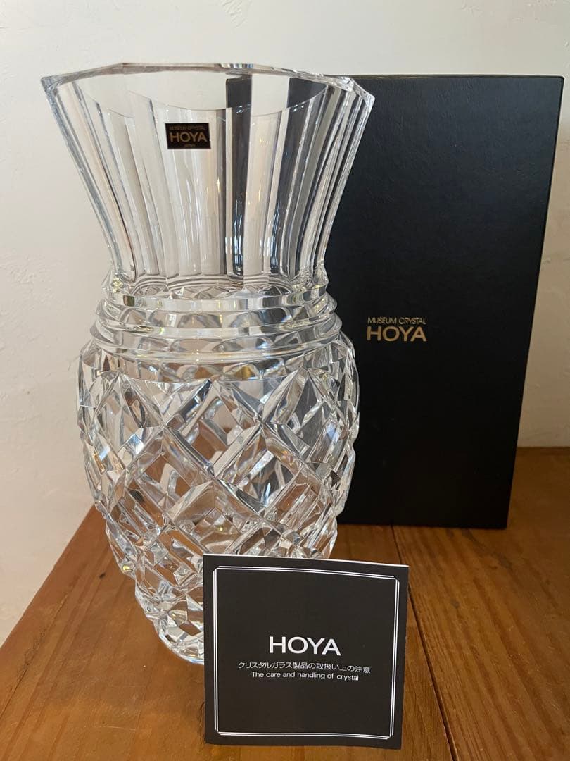 《新品》【希少】HOYAクリスタル　フラワーベース　花瓶　レトロ　パイナップル