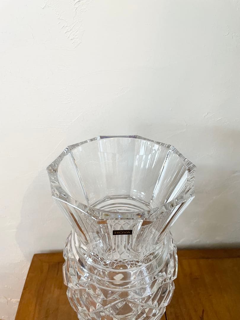 《新品》【希少】HOYAクリスタル　フラワーベース　花瓶　レトロ　パイナップル