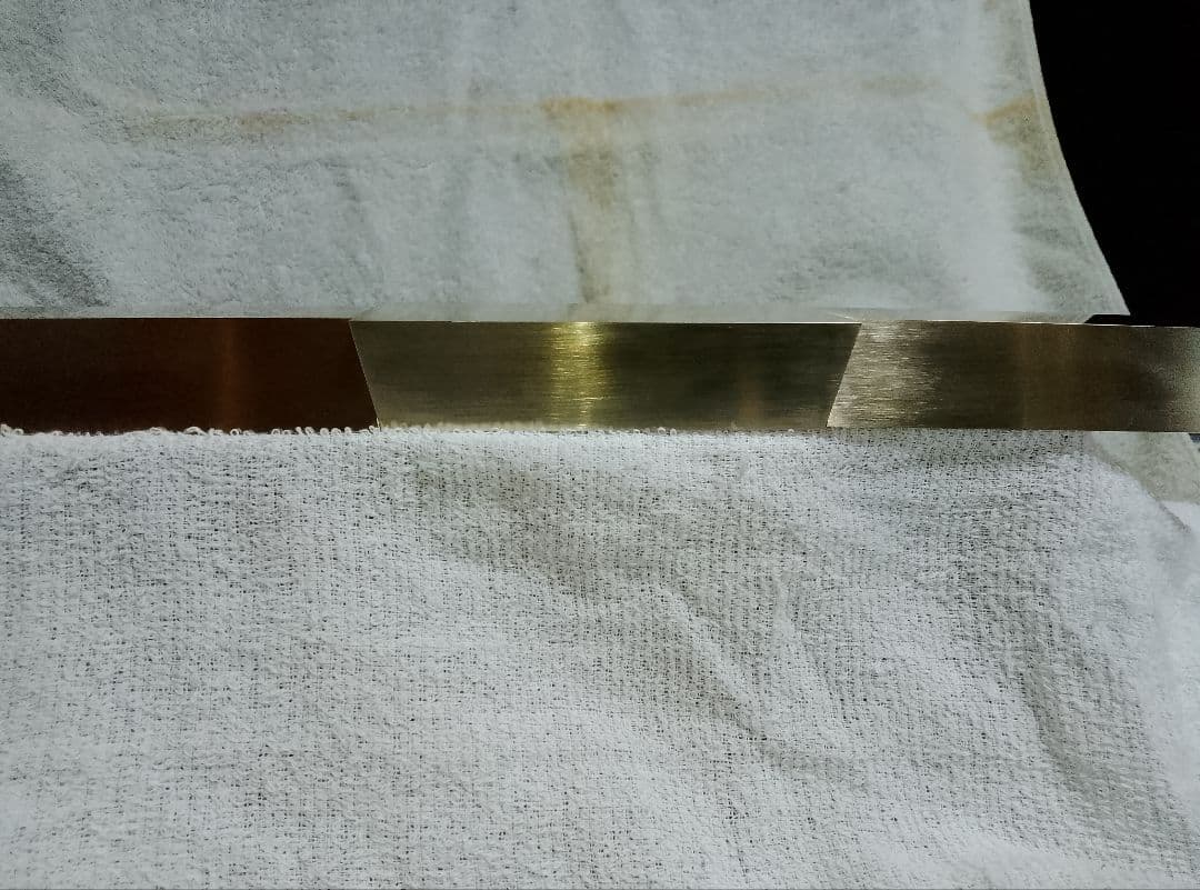 真鍮製台形型インゴット６面サンドペーパー１０００番仕上げ　３本セット　IG−２