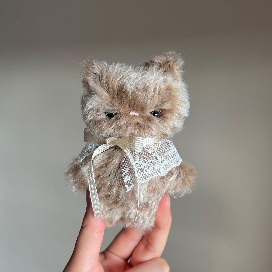 ほうじ茶ラテ　猫　ぬいぐるみ　作家　テディベア　アートドール　ハンドメイド