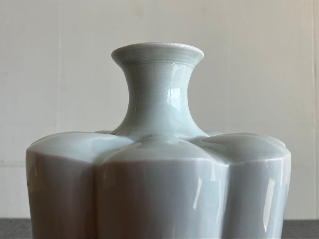 石飛勝久 古作 花瓶 白磁瓜型壺