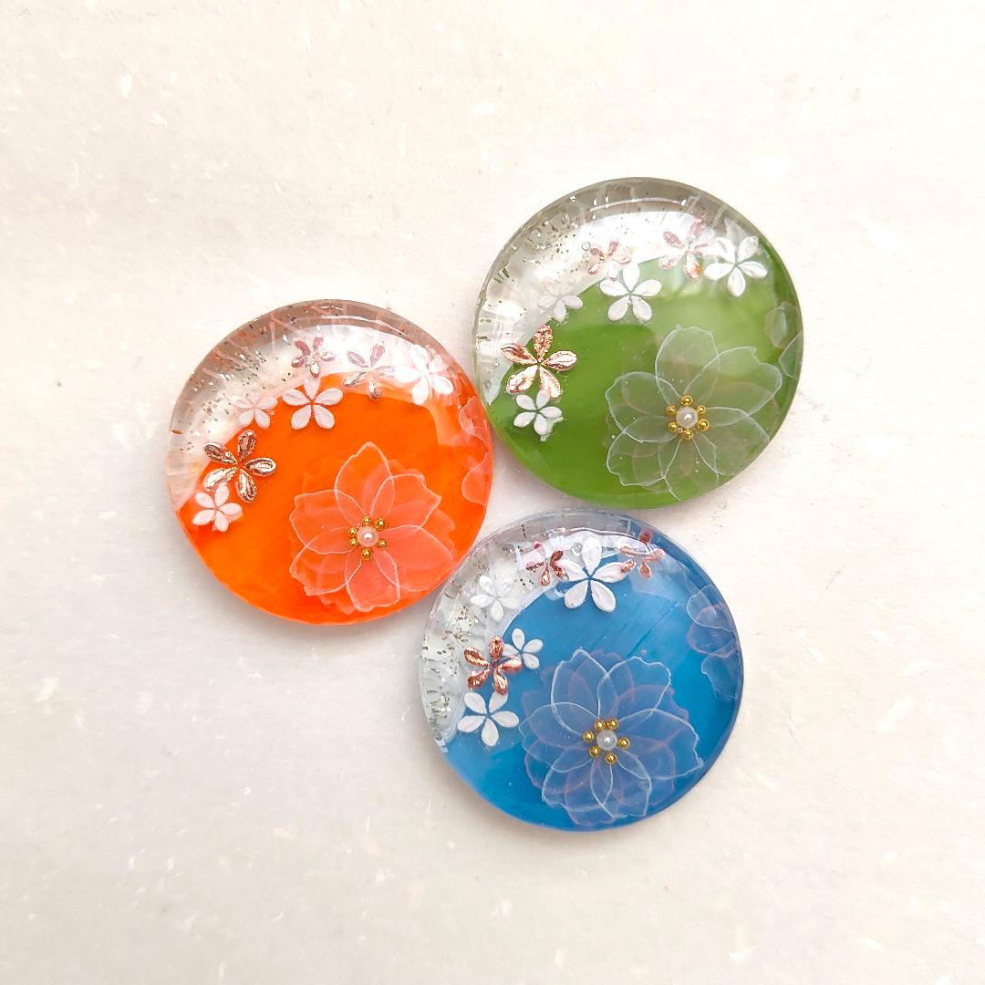 【1013】ハンドメイド　レジン　ヘアゴム　ポニーフック