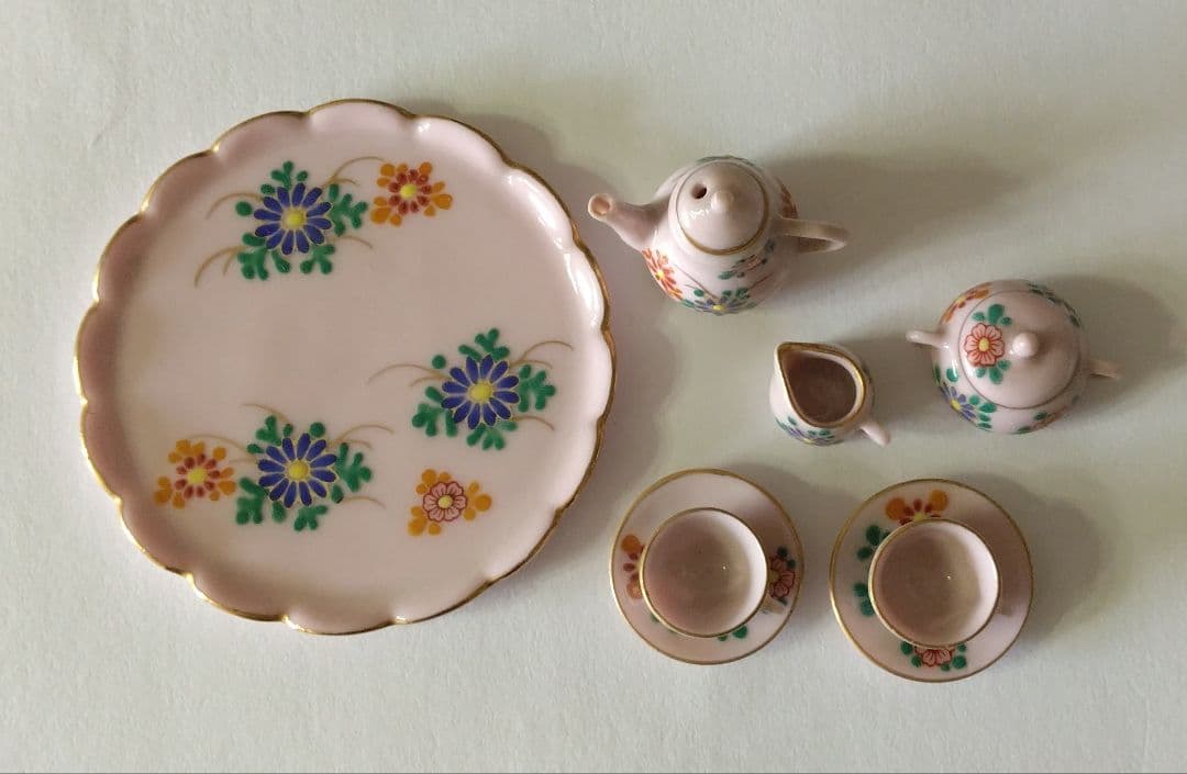 雄山　ミニチュア　ティーセット　箱&カード付き　九谷焼