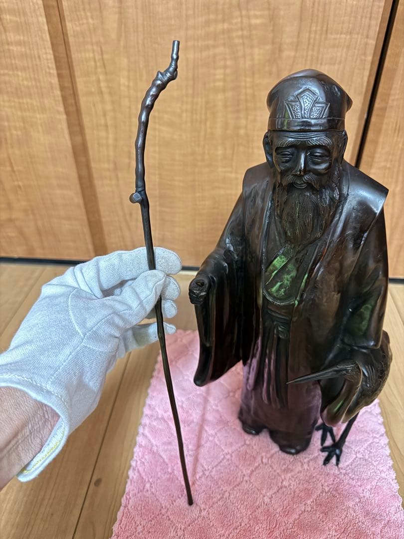 米治一 青銅製の寿老人像