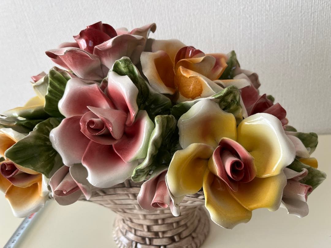 リーガルバッサーノ イタリア製 花籠 西洋陶器 アンティーク　陶花