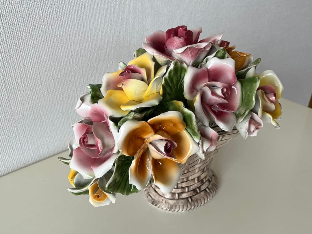 リーガルバッサーノ イタリア製 花籠 西洋陶器 アンティーク　陶花