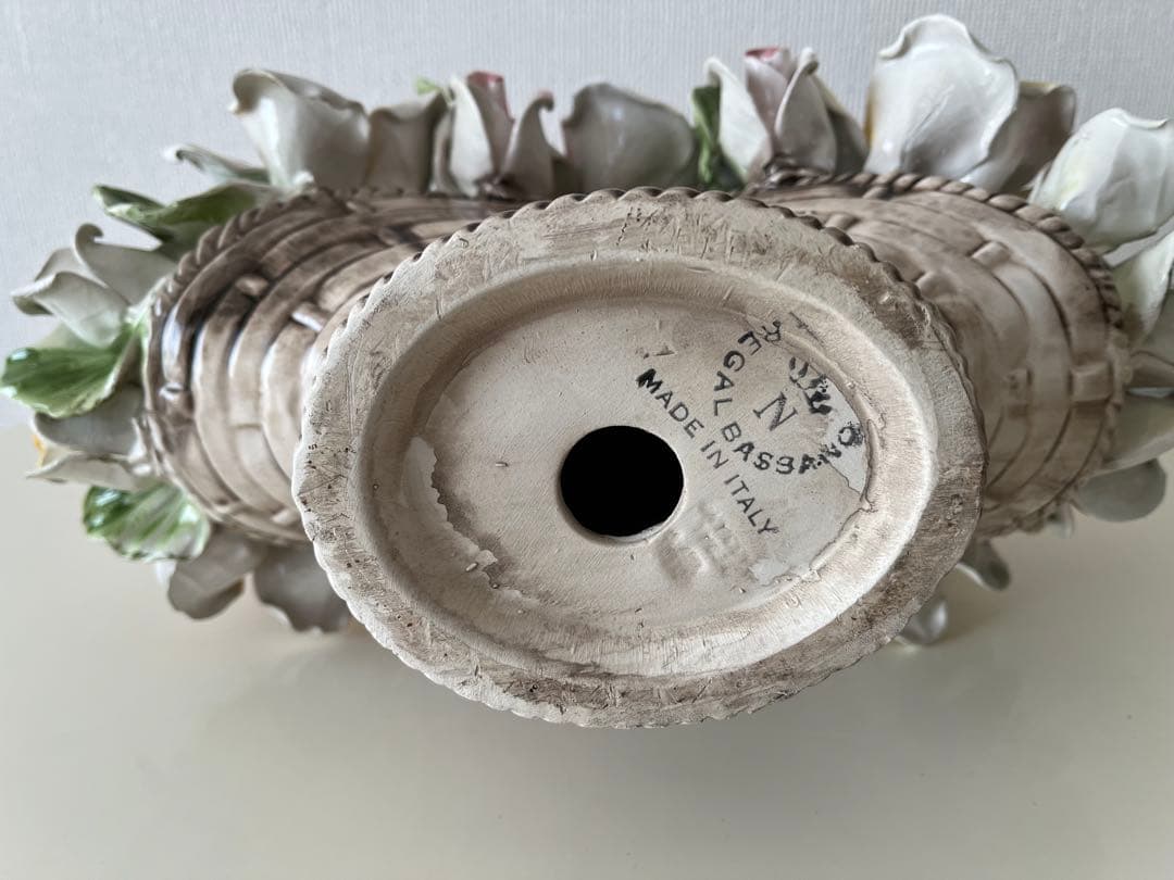 リーガルバッサーノ イタリア製 花籠 西洋陶器 アンティーク　陶花