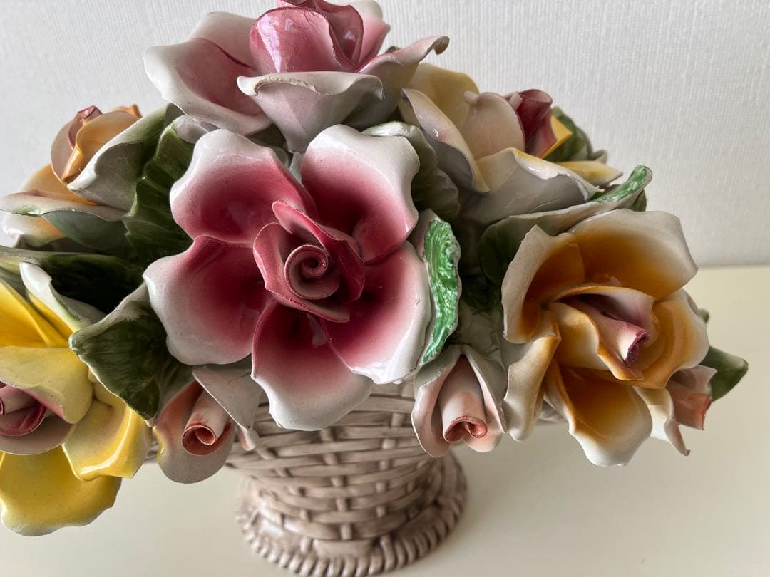 リーガルバッサーノ イタリア製 花籠 西洋陶器 アンティーク　陶花