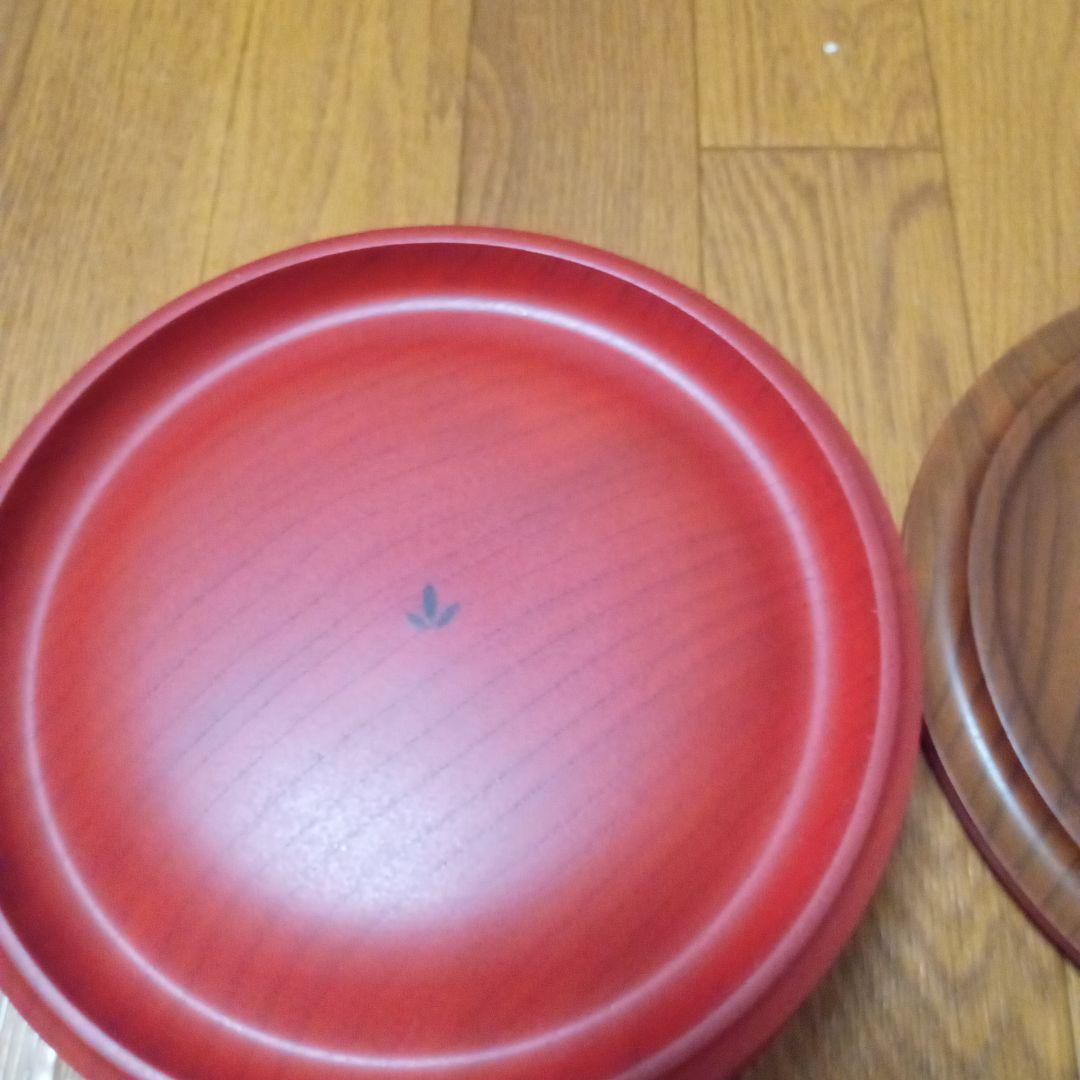 卯之松堂　木製 赤 朱色おひつ しゃもじセット 直径約20cm