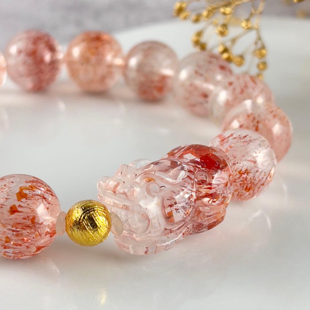 高品質✨レッドスーパーセブン貔貅ブレス