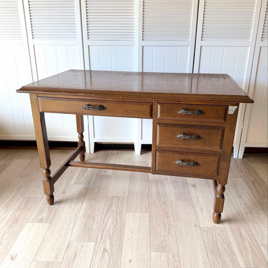 日本製 アンティーク デスク 机 ヴィンテージ 什器 書斎机 事務机 モリヤ家具
