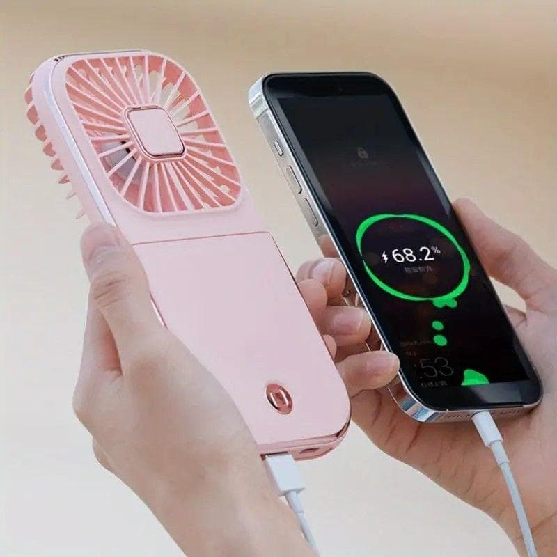 ■【 まとめて10個セット 】5WAY スマホ充電器付き ポータブルUSBファン
