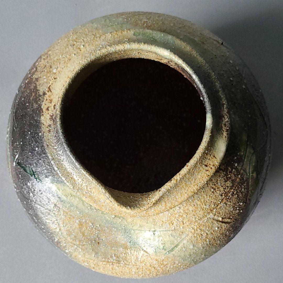 信楽焼 花瓶 花入れ 窯肌変形 直径２５cm