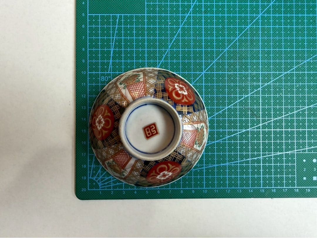 有田焼き　古伊万里　赤茶碗　色絵　5つ　NO.01