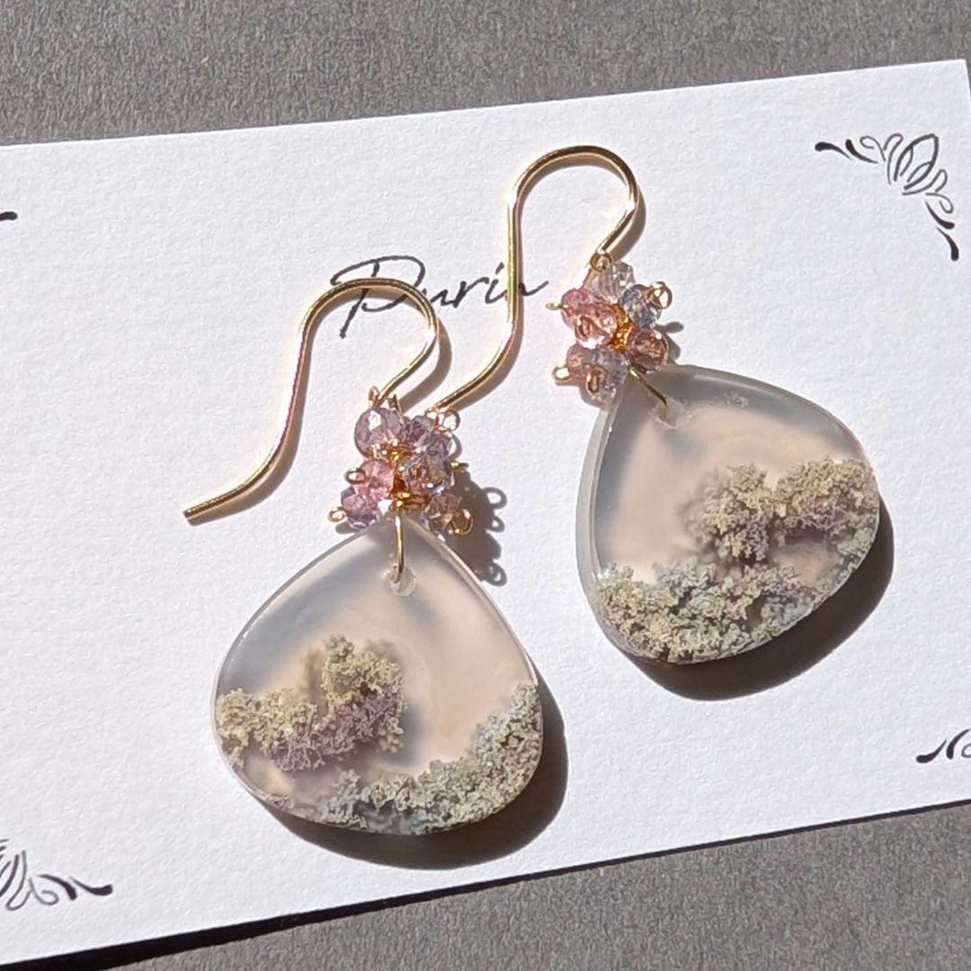 1点のみ✧︎ガーデンモスアゲート ピアス