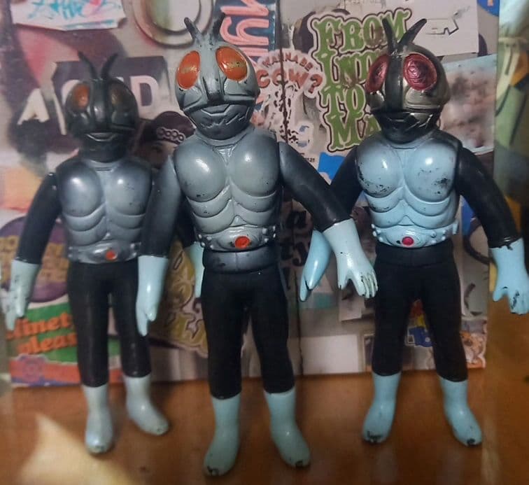 仮面ライダー ソフビ✨当時物✨３体セット✨ヴィンテージソフビ✨７０年代 ソフビ✨