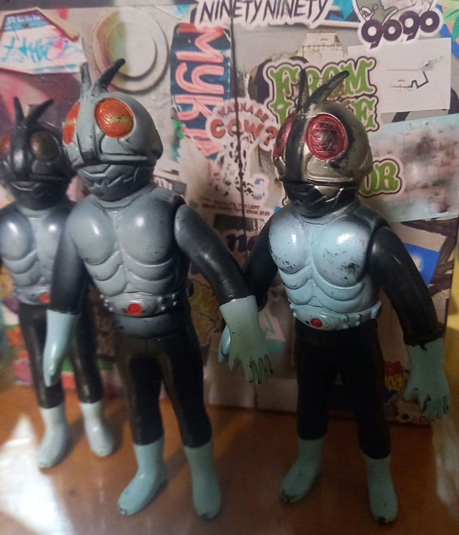 仮面ライダー ソフビ✨当時物✨３体セット✨ヴィンテージソフビ✨７０年代 ソフビ✨