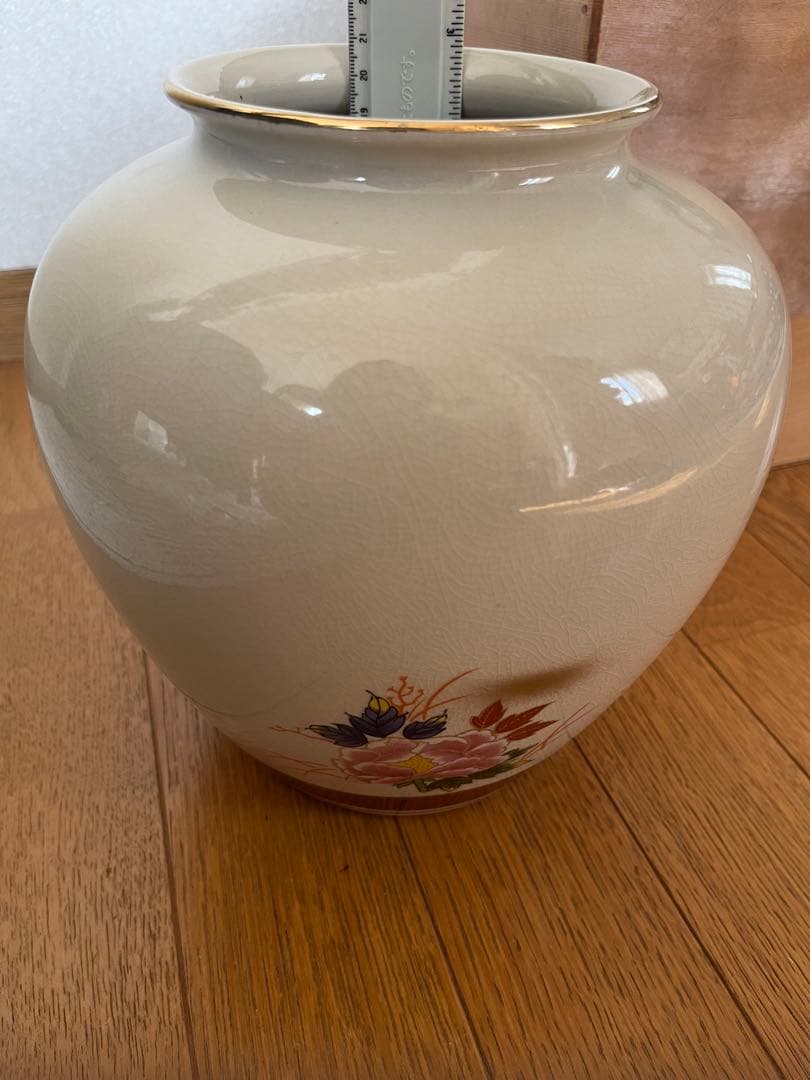 【九谷焼】星峰　花瓶 壺　華道花器　金彩花鳥 ヴィンテージ 花器 壺