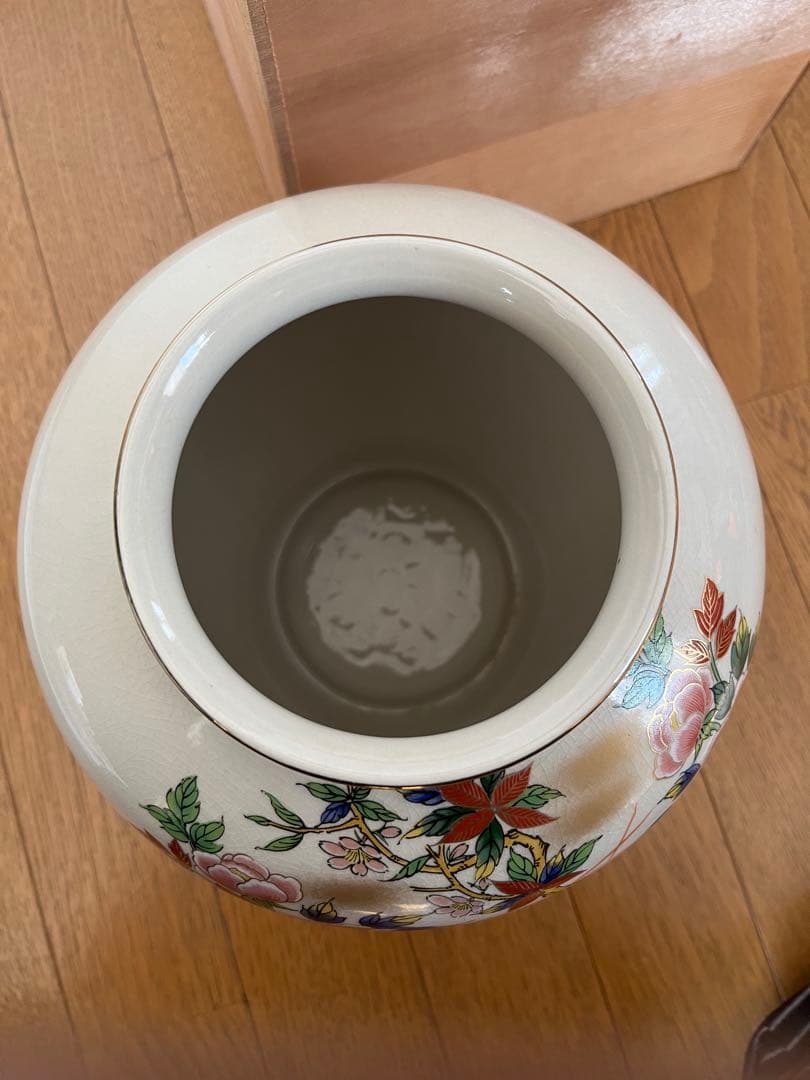 【九谷焼】星峰　花瓶 壺　華道花器　金彩花鳥 ヴィンテージ 花器 壺
