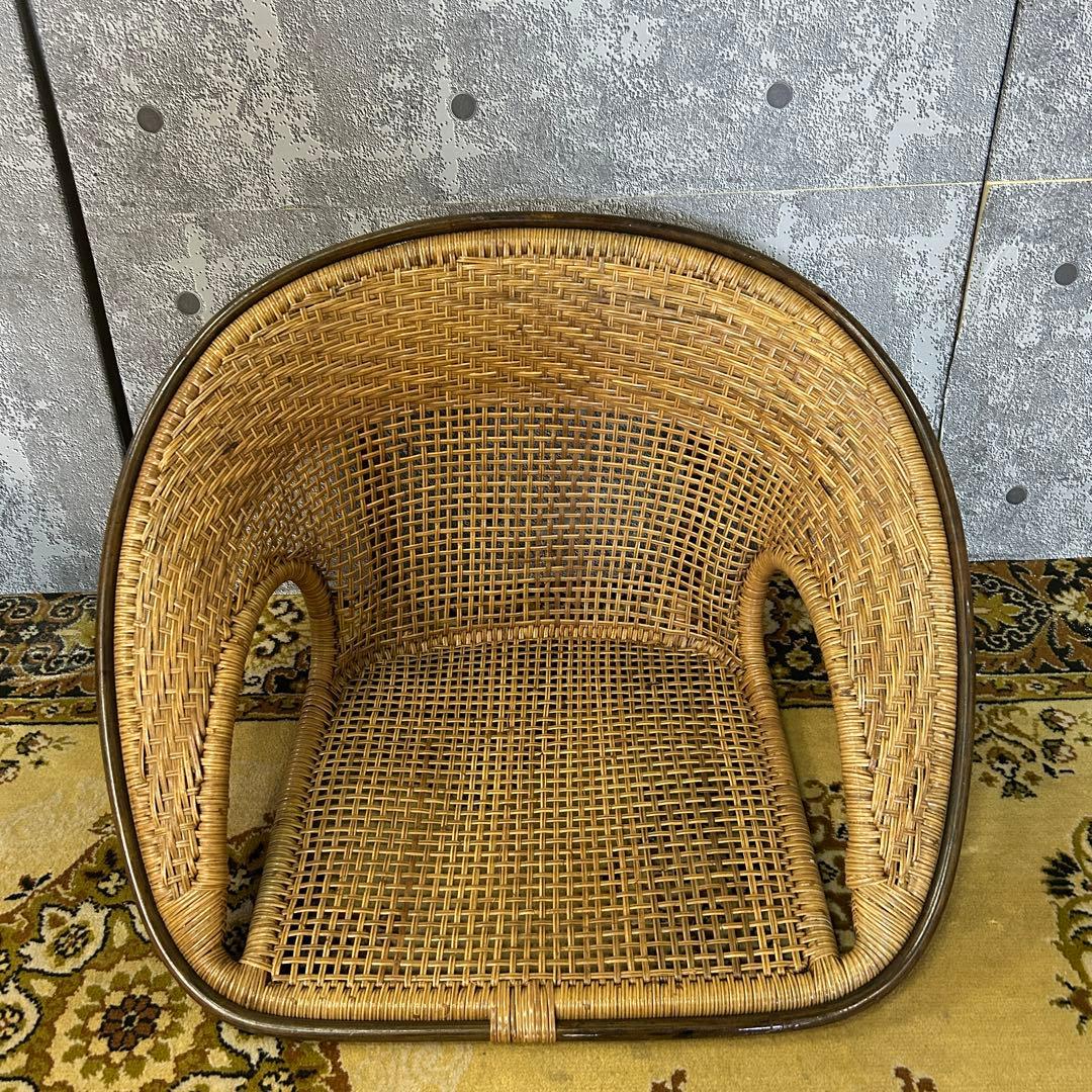 ꧁今枝ラタン꧂座椅子3脚 籐家具 いす イス チェア 昭和レトロ モダン