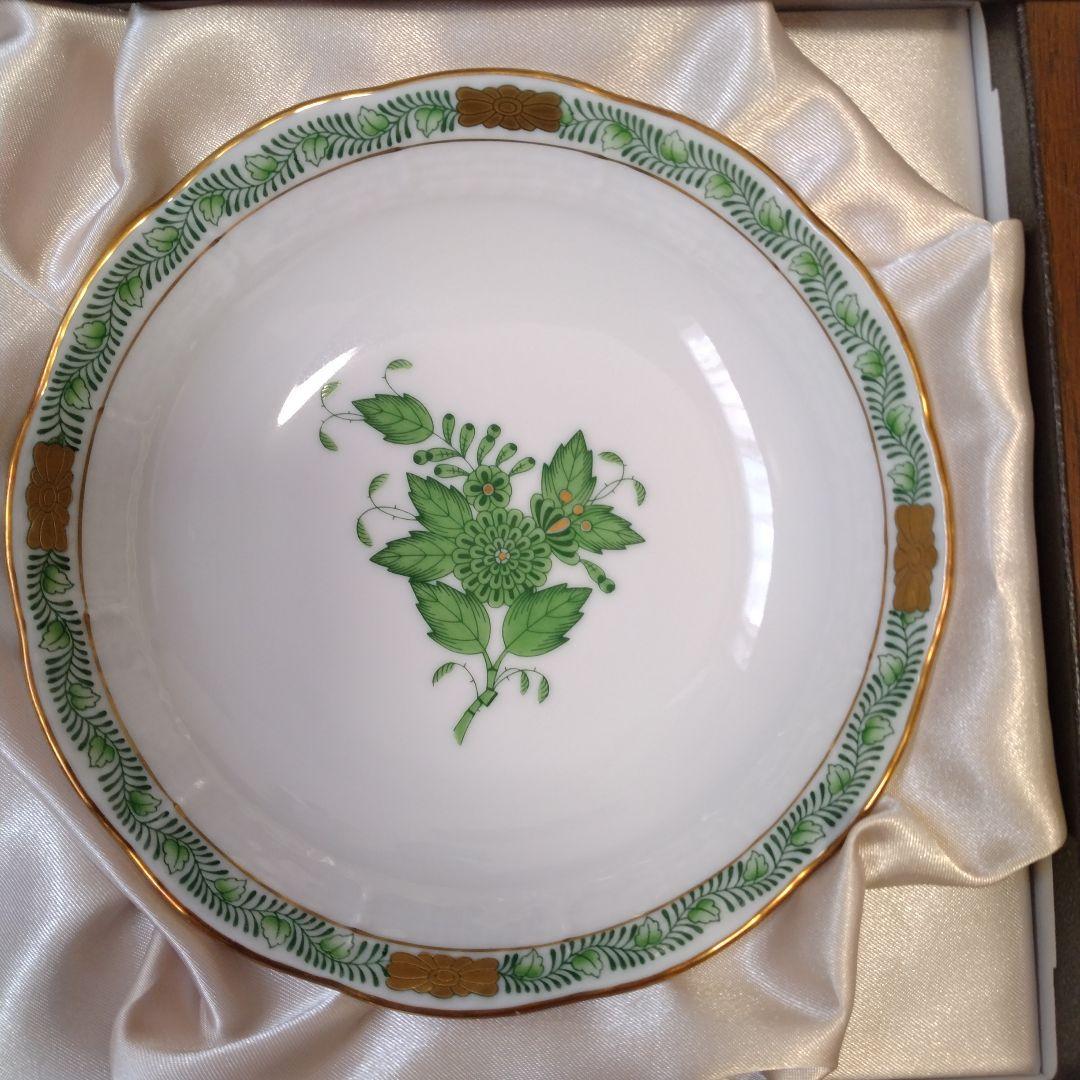 Herend 緑の植物の皿 2枚セット