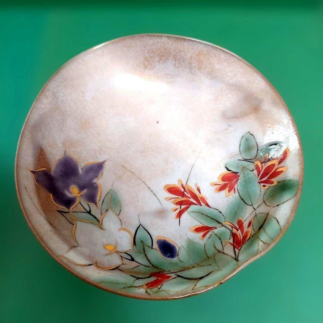 希少✨【土淵陶あん】清水焼　京焼　足付き　台付き　皿　色絵付け　2個