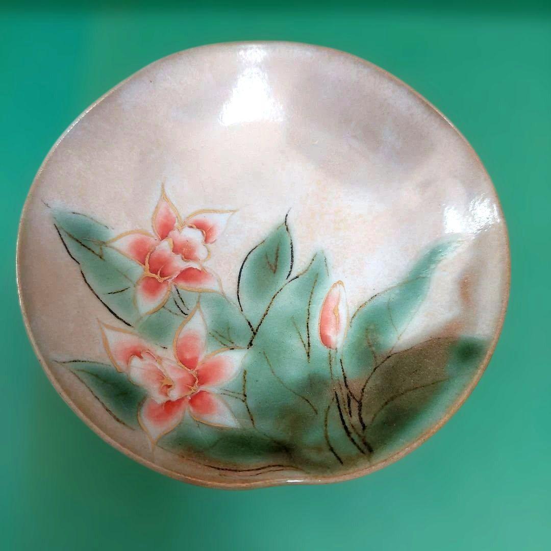 希少✨【土淵陶あん】清水焼　京焼　足付き　台付き　皿　色絵付け　2個