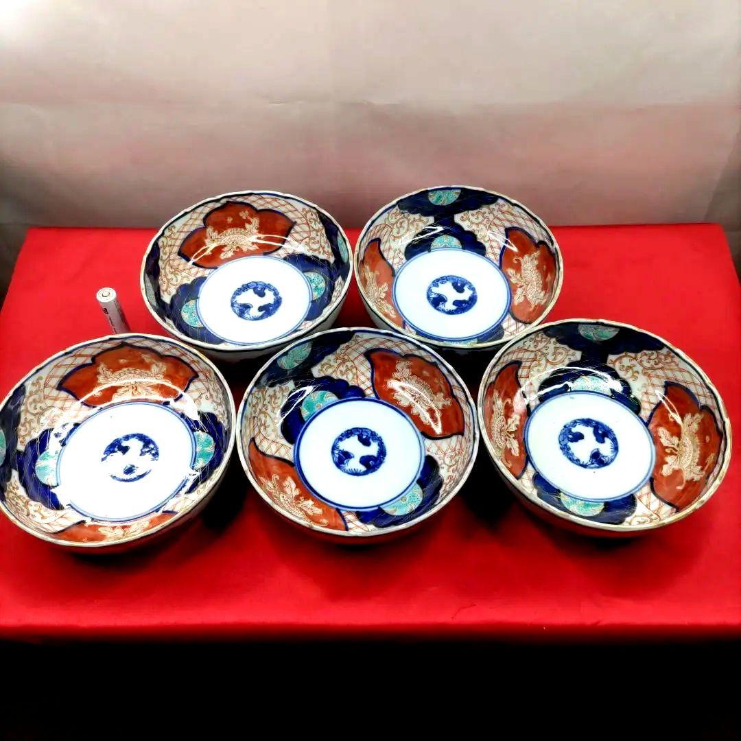 有田焼　伊万里焼　古伊万里　金彩　色絵　なます皿　小皿　小鉢　5寸皿5客セット②