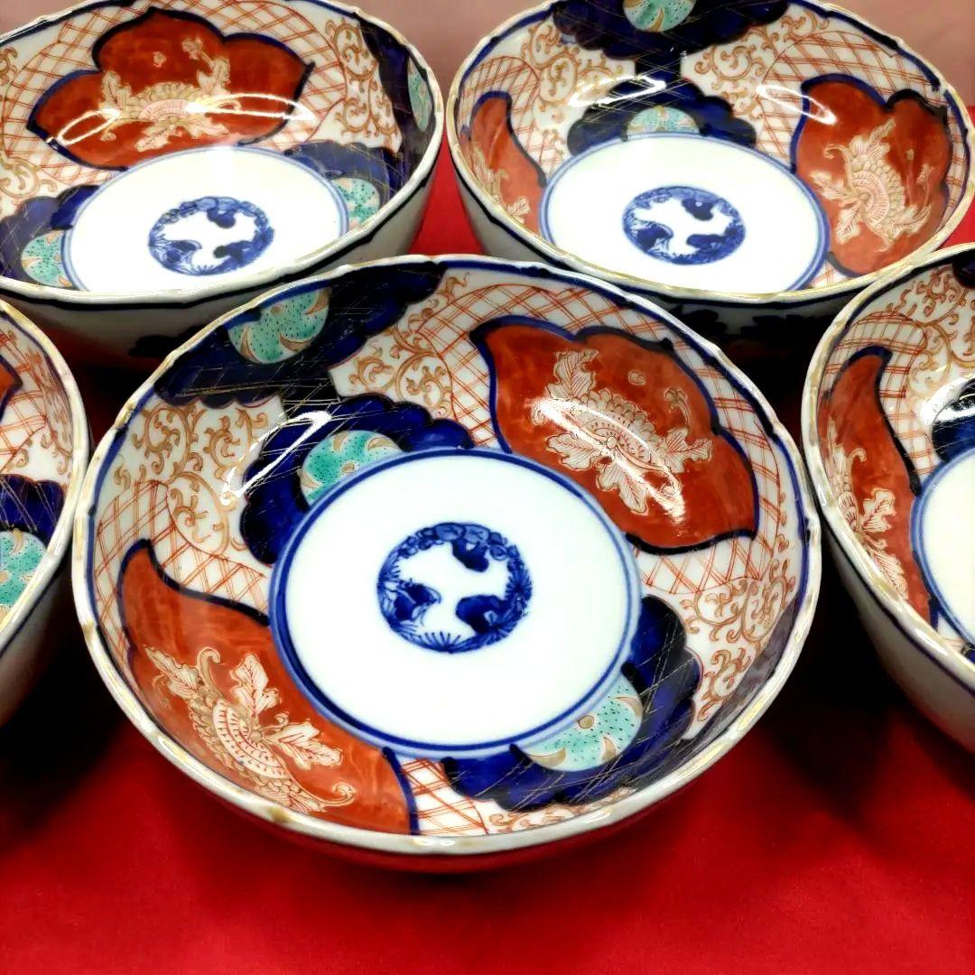 有田焼　伊万里焼　古伊万里　金彩　色絵　なます皿　小皿　小鉢　5寸皿5客セット②