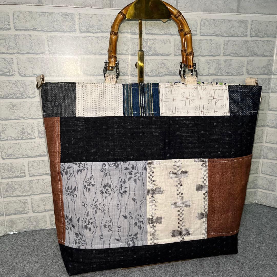 Dカン付/大きめ麻手提げbag⑩一点物♡鞄♡手提げ袋♡現品限り♡オリジナル