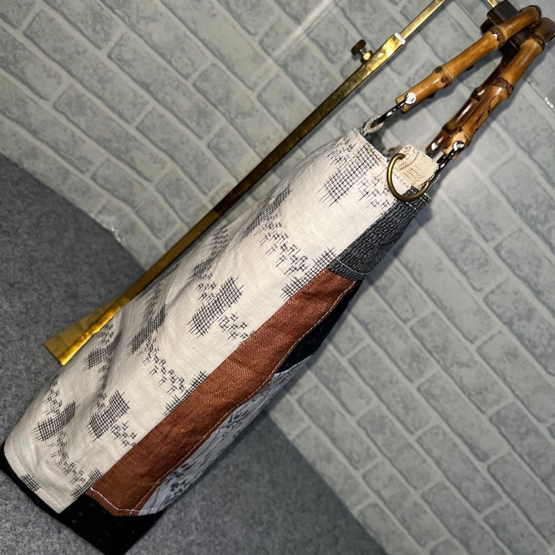Dカン付/大きめ麻手提げbag⑩一点物♡鞄♡手提げ袋♡現品限り♡オリジナル