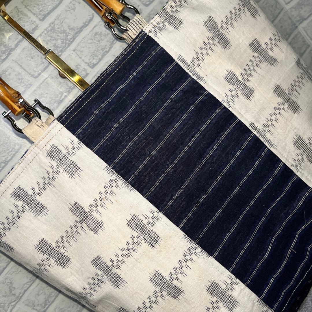 Dカン付/大きめ麻手提げbag⑩一点物♡鞄♡手提げ袋♡現品限り♡オリジナル